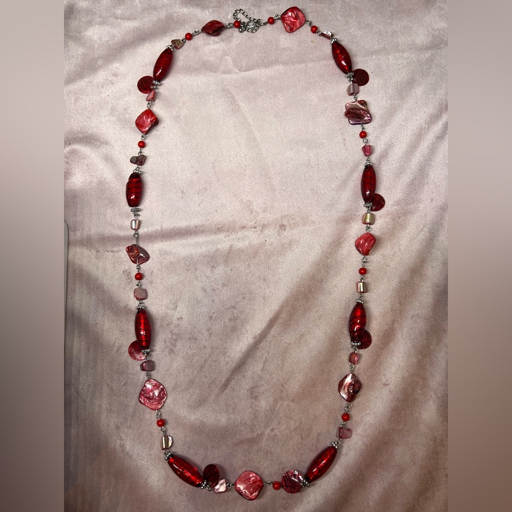 Elegant Red Beaded Necklace